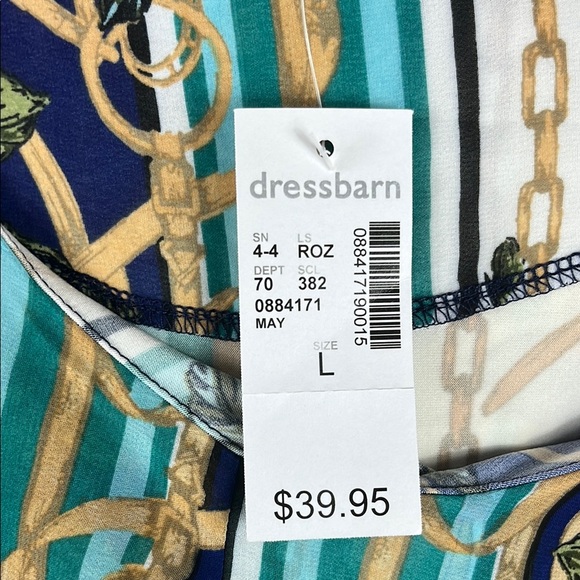 NWT Gorgeous Roz & Ali Asymmetrical Blue and Green Flowy Blouse - Size Large - Picture 12 of 12